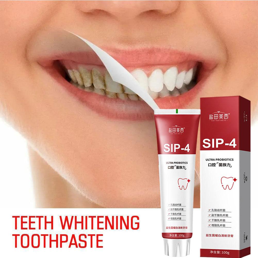 Teeth Whitening Toothpaste - 100g Sip-4 Probiotic Whitening Toothpaste Brightening