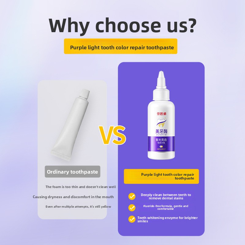 Purple Light Brightening Tooth - Teeth Whitening Enzymes review and price